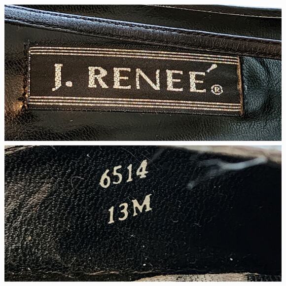 J Renee Pumps sz 13M Womens 6514 Heels Square Toe Black Leather 3.25" READ - Picture 12 of 12